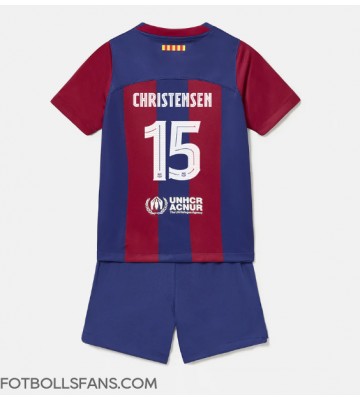 Barcelona Andreas Christensen #15 Replika Hemmatröja Barn 2023-24 Kortärmad (+ Korta byxor)
